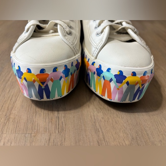 Keds Triple Up Leather Rainbow People White Platform Sneakers size 6.5 - Picture 3 of 7